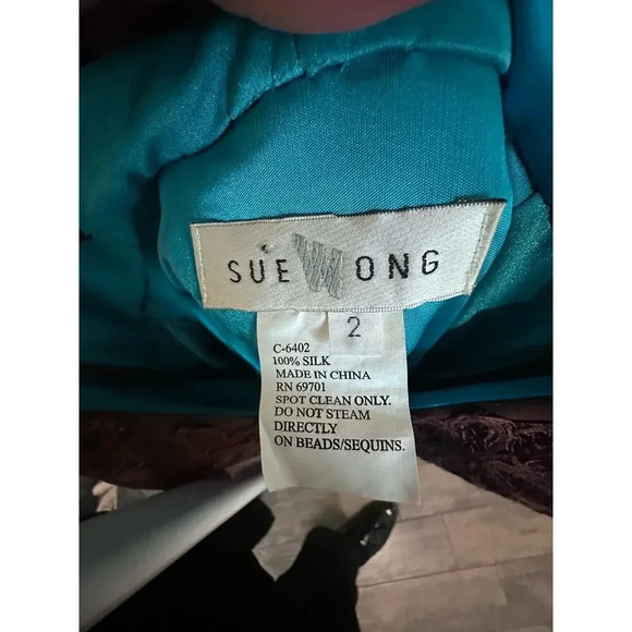 Sue Wong Floral 100% Silk Ombre Lace Slip Dress Size 2 - Picture 9 of 10